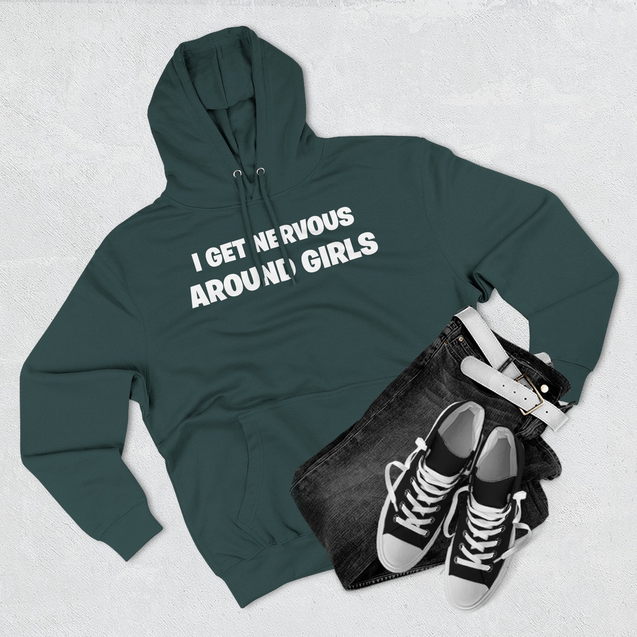 Hoodie — "I Get Nervous Around Girls" Fleece Pullover