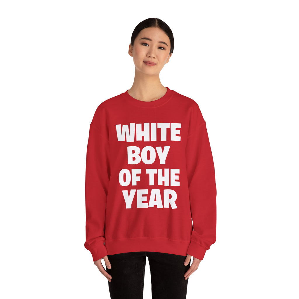 Crewneck Sweatshirt — "White Boy of the Year" Bold Statement Pullover